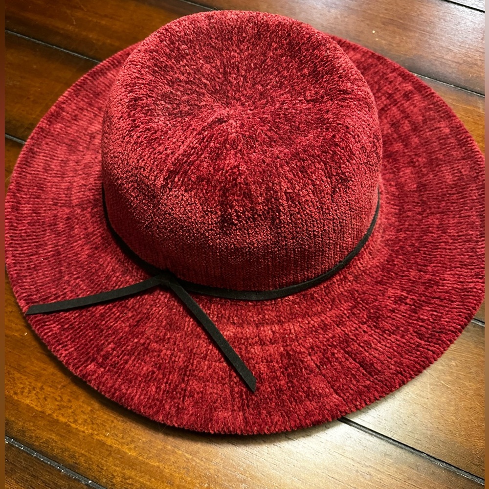 ⭐️ Francesca's Marcus Adler Burgundy Hat BNWT Textured Wide-Brim Hat